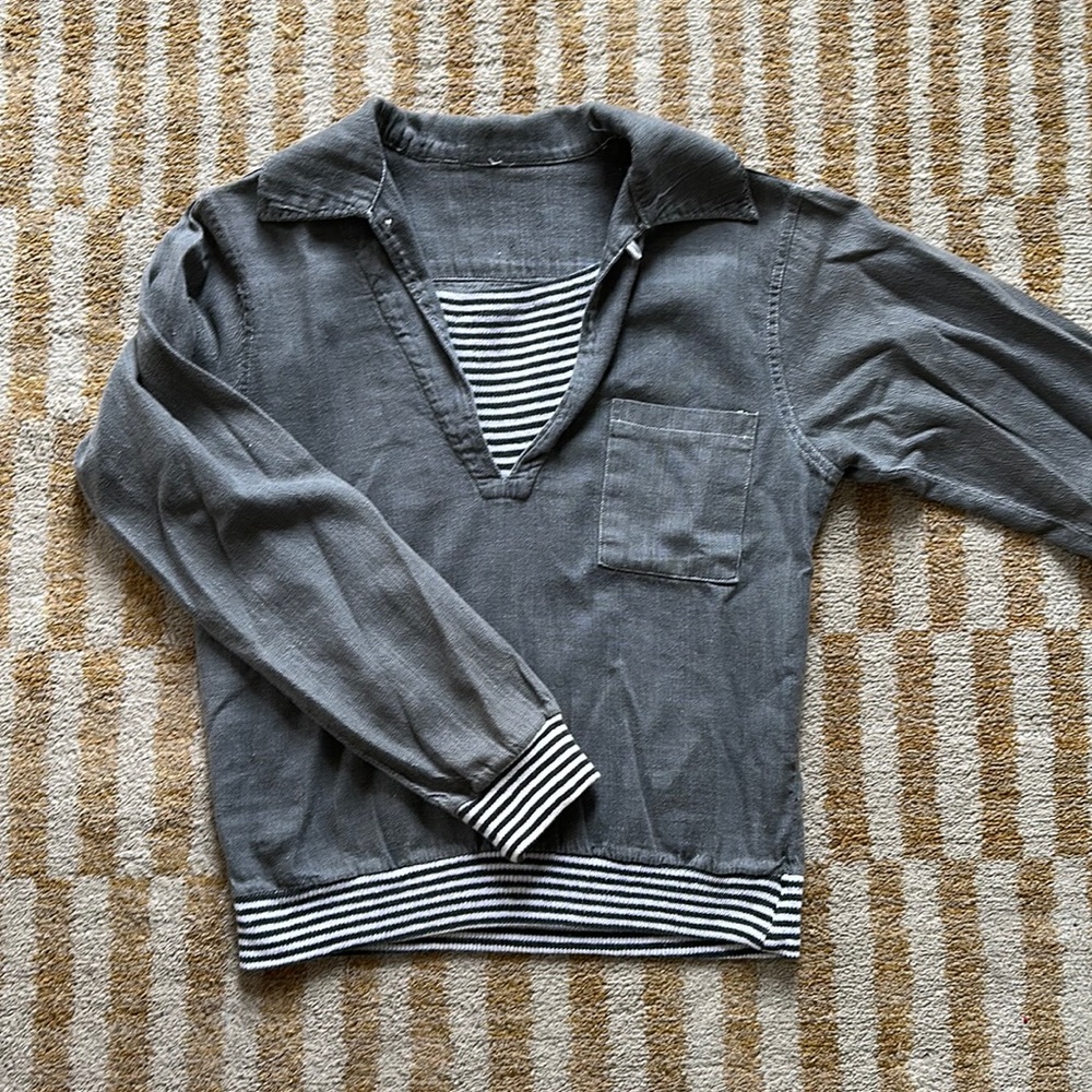 Vintage Sailor Top 60s Grey Stripes